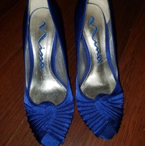 Cobalt Blue Peep Toe Heels